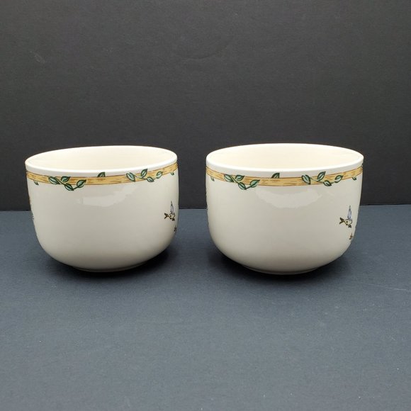 Thomson Pottery Birdhouse Soup Mugs Oversized Coffee Mugs Birds Flowers Leaves - Picture 3 of 7